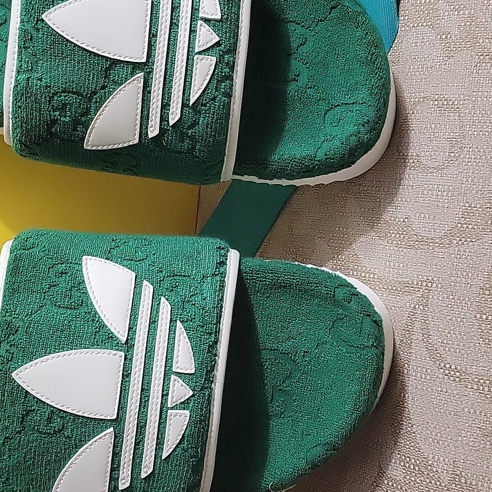 GUCCI  ADIDAS COLAB PLATFROM SLIDES SHOES - Picture 7 of 14